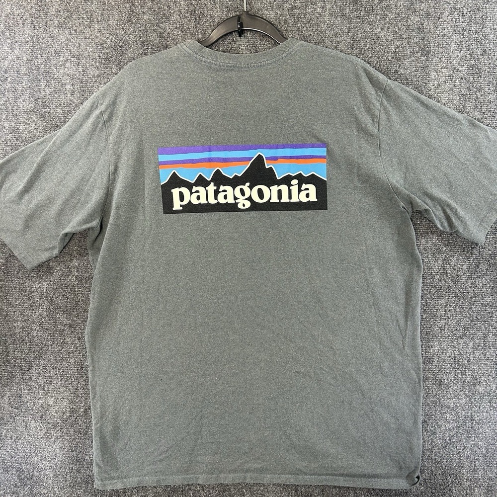 Patagonia Responsibili-Tee Gray Logo T-Shirt Size XL Short Sleeve Outdoor Hiking